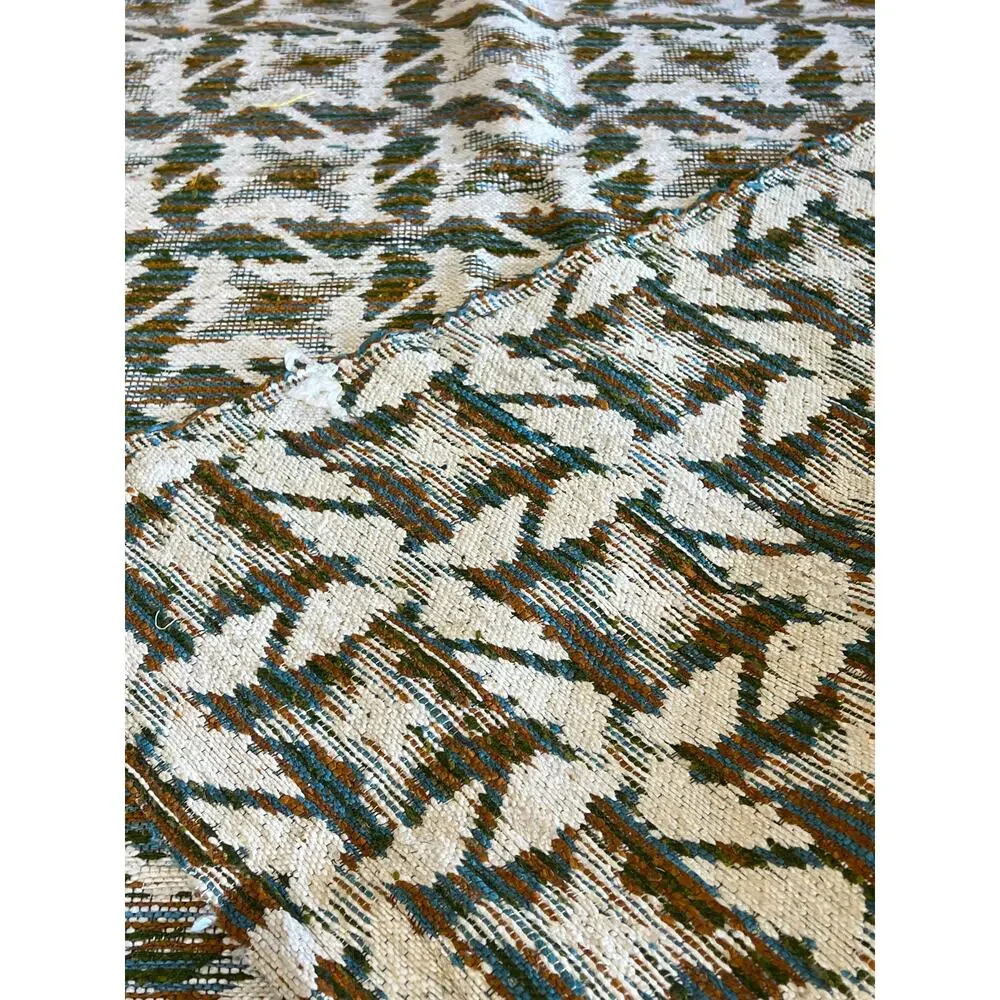 Vtg Tapestry Upholstery Fabric 66x55 Tribal Woven Jacquard Turquoise Brown Cream - Picture 6 of 10